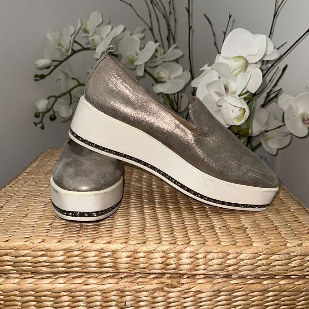 Karl Lagerfeld | Platform Loafers | Silver | Size 10